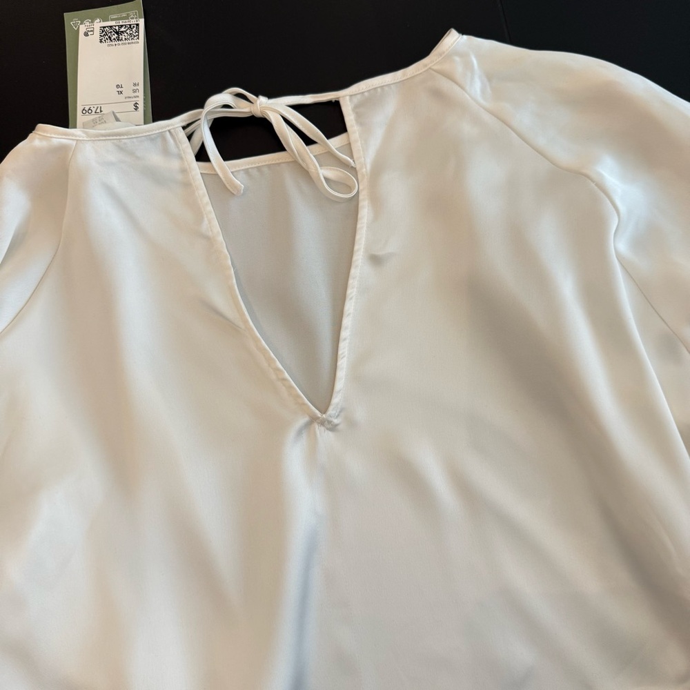 H&M Cream Crop Tie Back Blouse - Picture 10 of 12